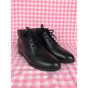 sz 6.5 perfect black leather lace up ankle boots b